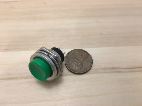 1 Piece GREEN 16mm MOMENTARY N/O normally open PUSH BUTTON SWITCH DC on/off C24