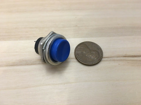 1 Piece Blue 16mm MOMENTARY N/O normally open PUSH BUTTON SWITCH DC on/off C24