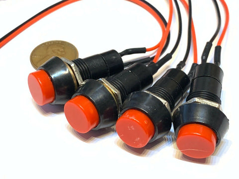 4 Pieces Wired red Latching PUSH BUTTON SWITCH DC RED 3A 12mm car on/off C16