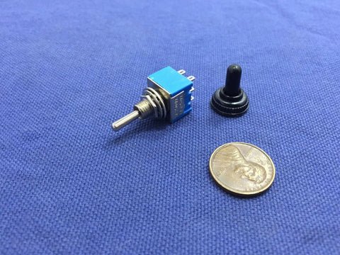 1 Piece waterproof boot cap Blue On Off On Momentary Mini Toggle Switch 1/4 C8