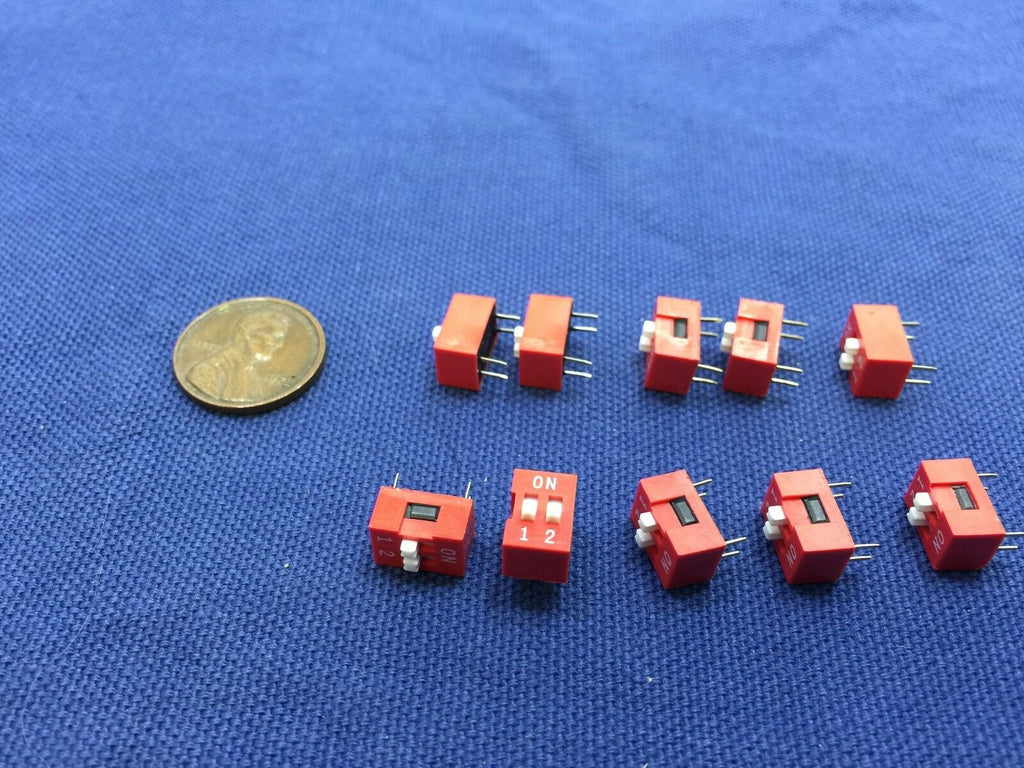 10 pcs Slide Type Switch 2-Bit 2.54mm 2 Position DIP Red Pitch 10x b7