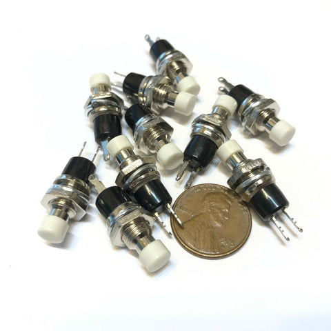 10 Pieces NC white normally closed Mini Push Button Momentary OFF ON Switch A2