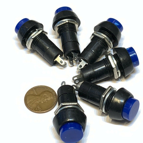 6 Pieces Blue Latching PUSH BUTTON SWITCH DC 6A N/O normally open on/off C30