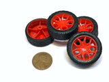 4 Pieces RED 30MM Diameter 2mm shaft Car Robot Tire Wheel DC 4pcs A3