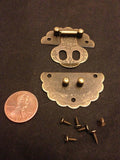 Lock hinge mini dollhouse Antique Bronze wood latch Sets Box Case small c1