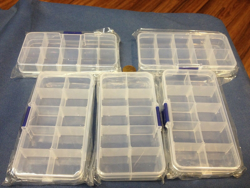5x Clear Plastic Case Wholesale Container Nail Art Box tips Storage Compartment