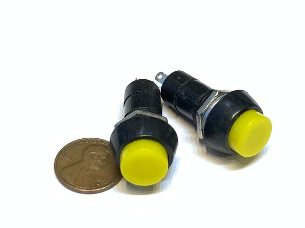 2 Pieces Yellow Latching PUSH BUTTON SWITCH DC 6A N/O normally open on/off C30