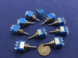 10 Pieces Blue (On) Off (On) Momentary Mini Toggle Switch 1/4 3A 250V 6A 125V C8