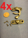 4 sets - latch hook Hinge small mini  Antique wood box Catch Decorative b14