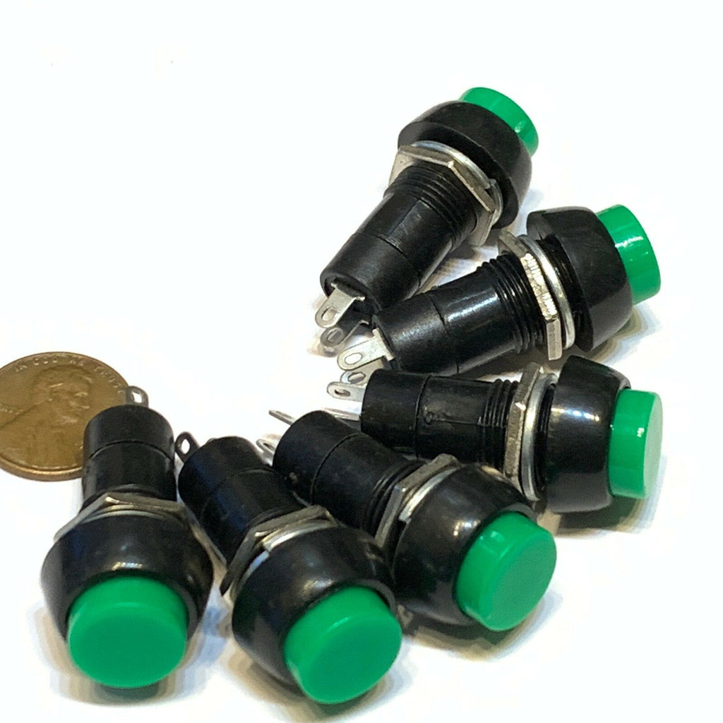6 Pieces Green Latching PUSH BUTTON SWITCH DC 6A N/O normally open on/off C30