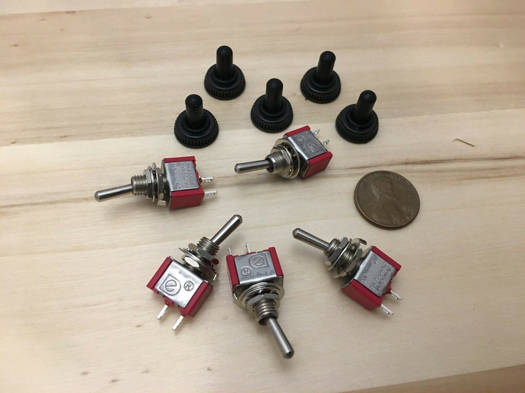 5 Pieces RED Waterproof 5A ON-OFF Toggle Switch SPST 6mm 1/4 125v 12v on off C17