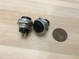 2 Pieces BLACK 16mm MOMENTARY N/O normally open PUSH BUTTON SWITCH DC on/off C24