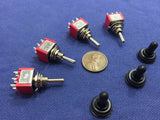 4 pieces RED Waterproof Momentary Mini Toggle Switch (ON)-OFF-(ON) 6 pin 1/4 A5