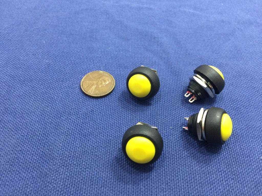 4 Pieces yellow NO SPST Momentary Round Push 250VAC 3A 12mm Button Switch c10