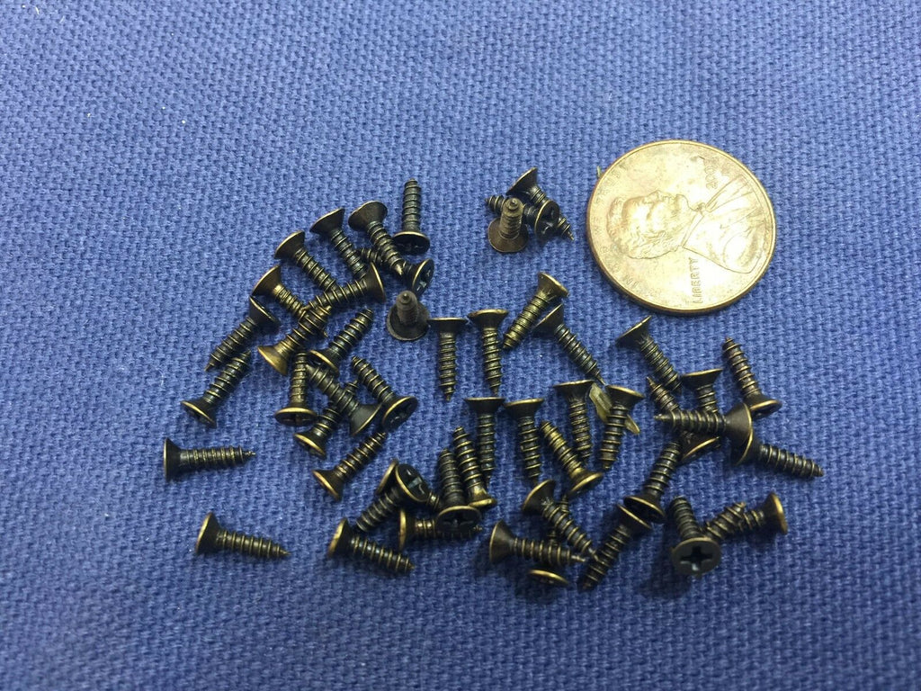 45 pieces 2x8mm Dark Miniature Hardware Parts Pack Small wood Screws hinge c8