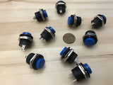 10 Pieces Blue small N/O Momentary 16mm push button Switch round 12v on off C18