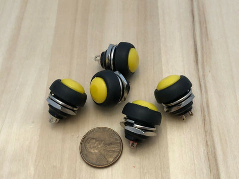 5 yellow Normally open ON/Off SPST Momentary Round Push 12mm Button Switch c10