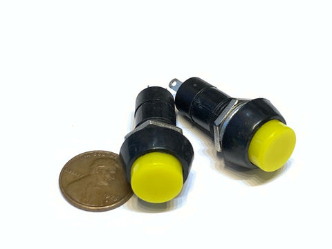 2 Pieces Yellow momentary PUSH BUTTON SWITCH DC 6A N/O normally open on/off C11