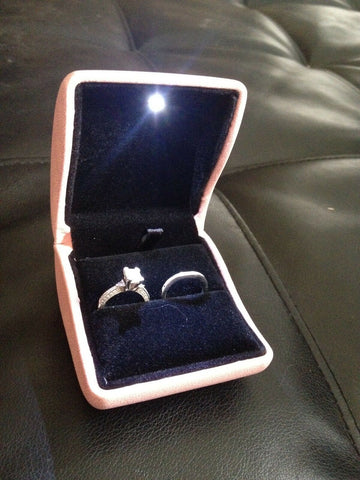 New 2 Double Dual Ring Box Wedding & Engagement Set or Bands Black Velvet