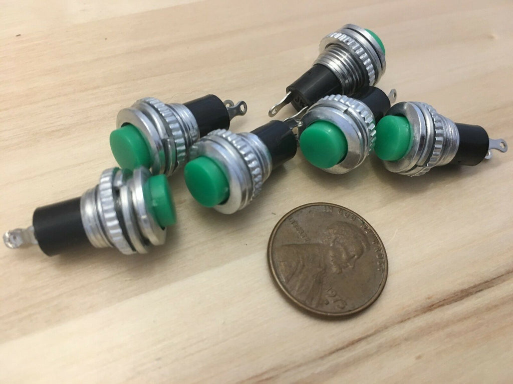 6 Pieces GREEN Momentary PUSH BUTTON SWITCH normally open 10mm on/off DS-316 A3