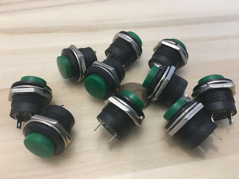 10 Pieces Green small N/O Momentary 16mm push button Switch round 12v on off C6