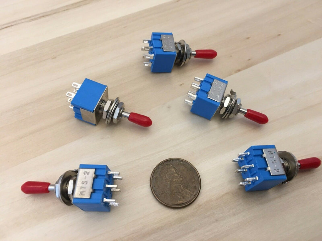 5 x RED Sleeve cap boot cap Blue On Off On Momentary Mini Toggle Switch 1/4 C8