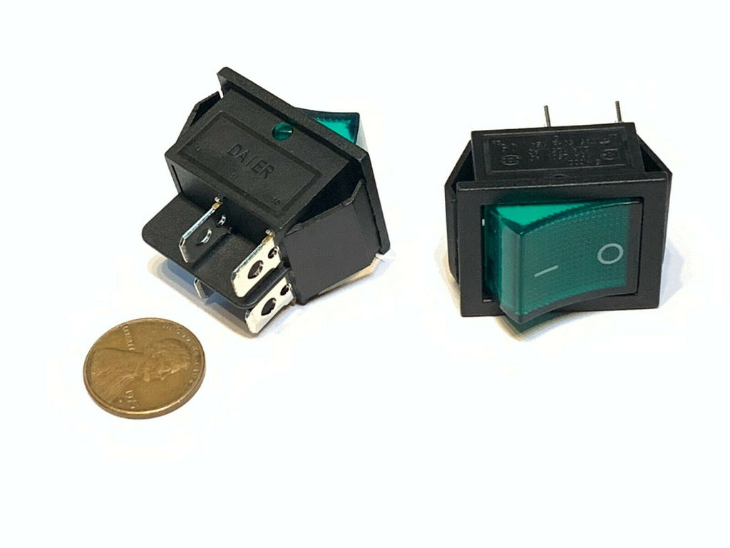 2 Pieces Green 4 pin kcd4 20a rocker switch on off latching 12v 125v ac dc B5