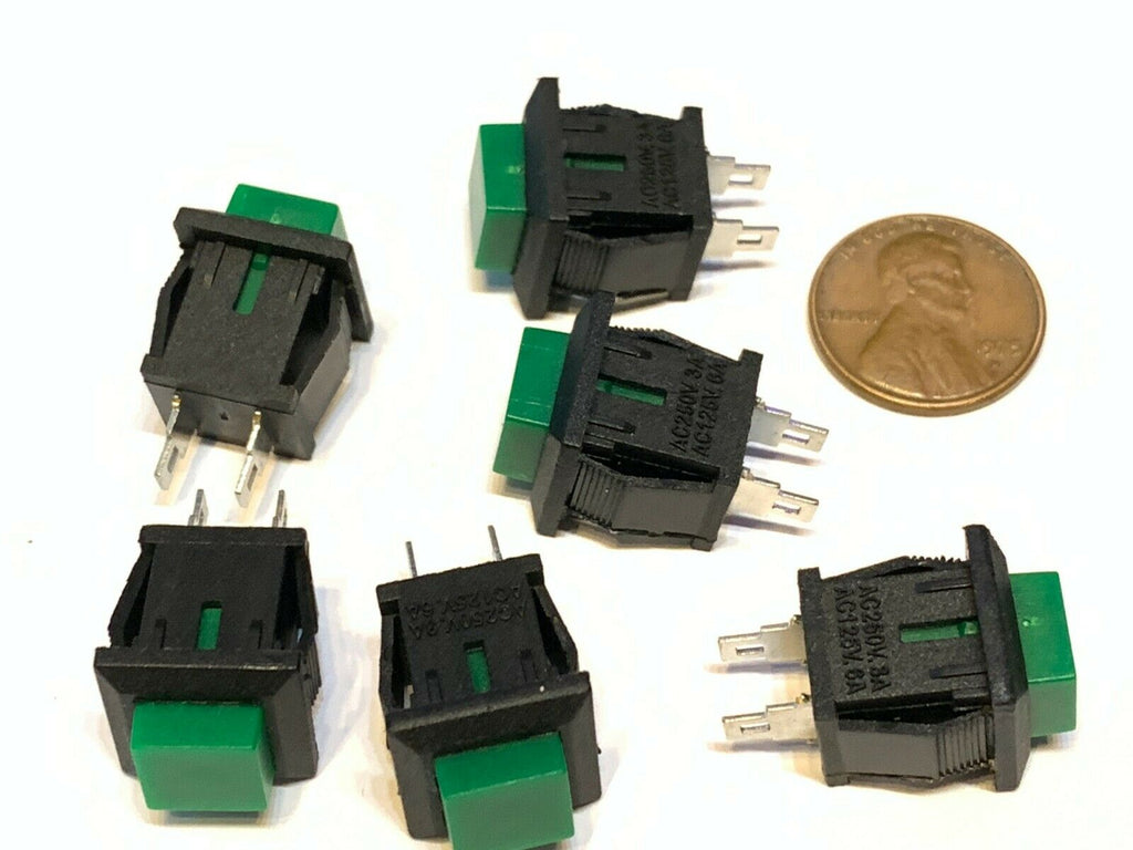 6 Pieces square Green DS-430 push button switch Latching normally open no A27