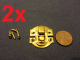 2 sets GOLD mini dollhouse Antique wood latch Sets Box Case Lock hinge small c6