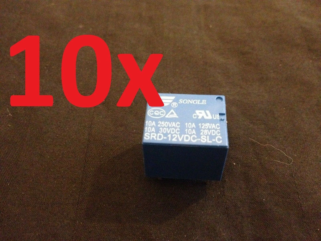 10 Pieces 10A 5 pins SONGLE SRD PCB power Relay SRD-12VDC-SL-C b13