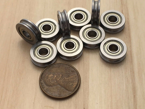 10 Pieces U groove Guide Wheel Miniature 3d printer Sealed Metal Ball Bearing C3