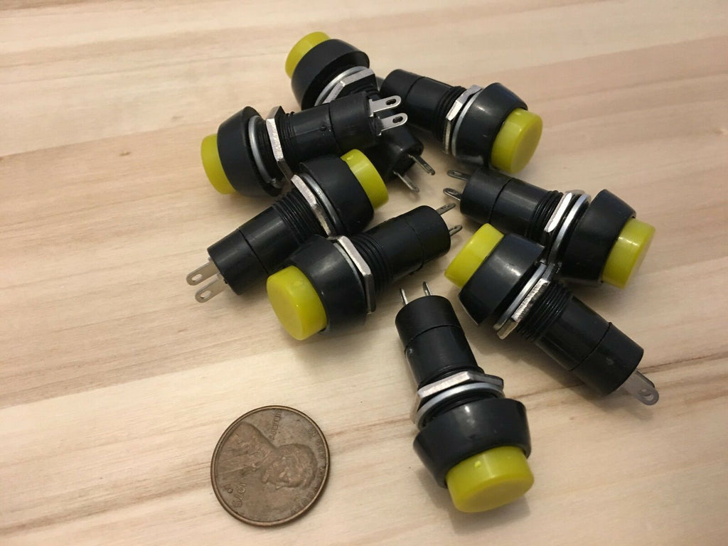 8 Pieces Yellow PUSH BUTTON SWITCH DC 6A Momentary N/O normally open on/off C19