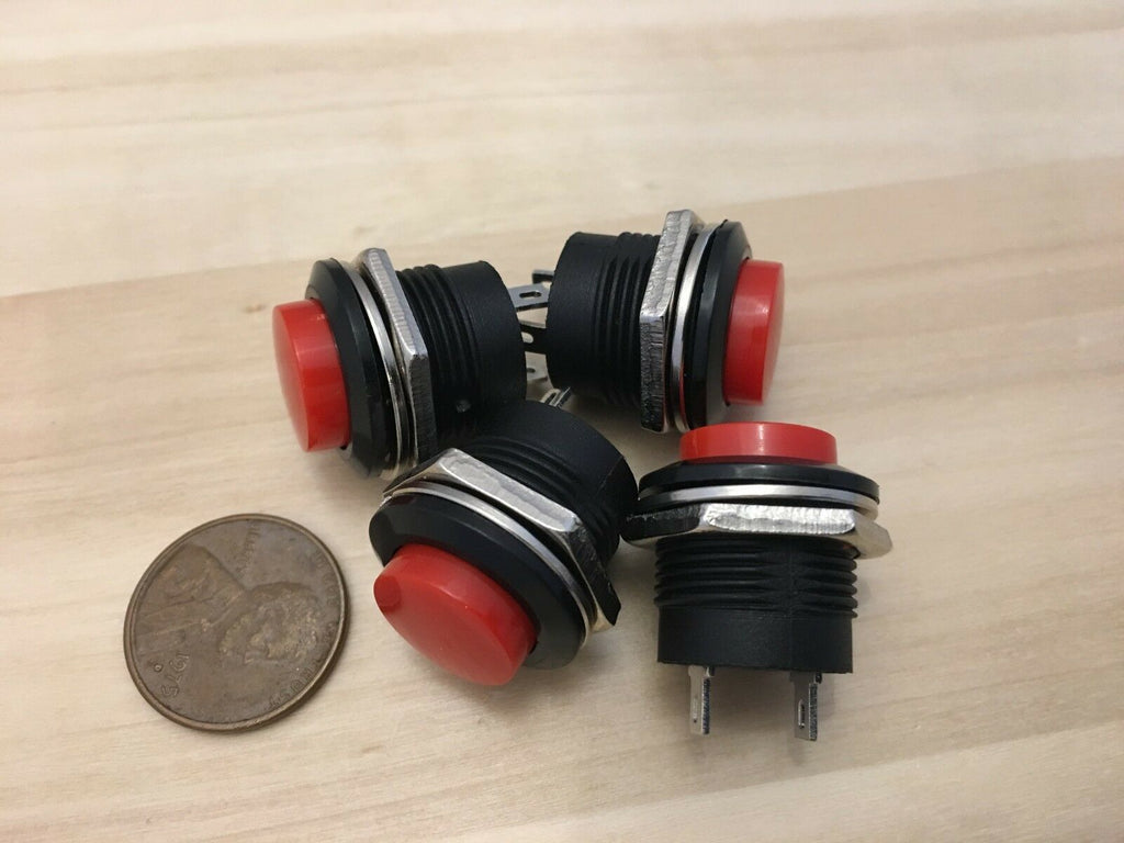 4 Pieces RED small N/O Momentary 16mm push button Switch round 12v on off C18