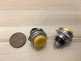 2 pcs Yellow 16mm MOMENTARY N/O normally open PUSH BUTTON SWITCH DC on/off C24