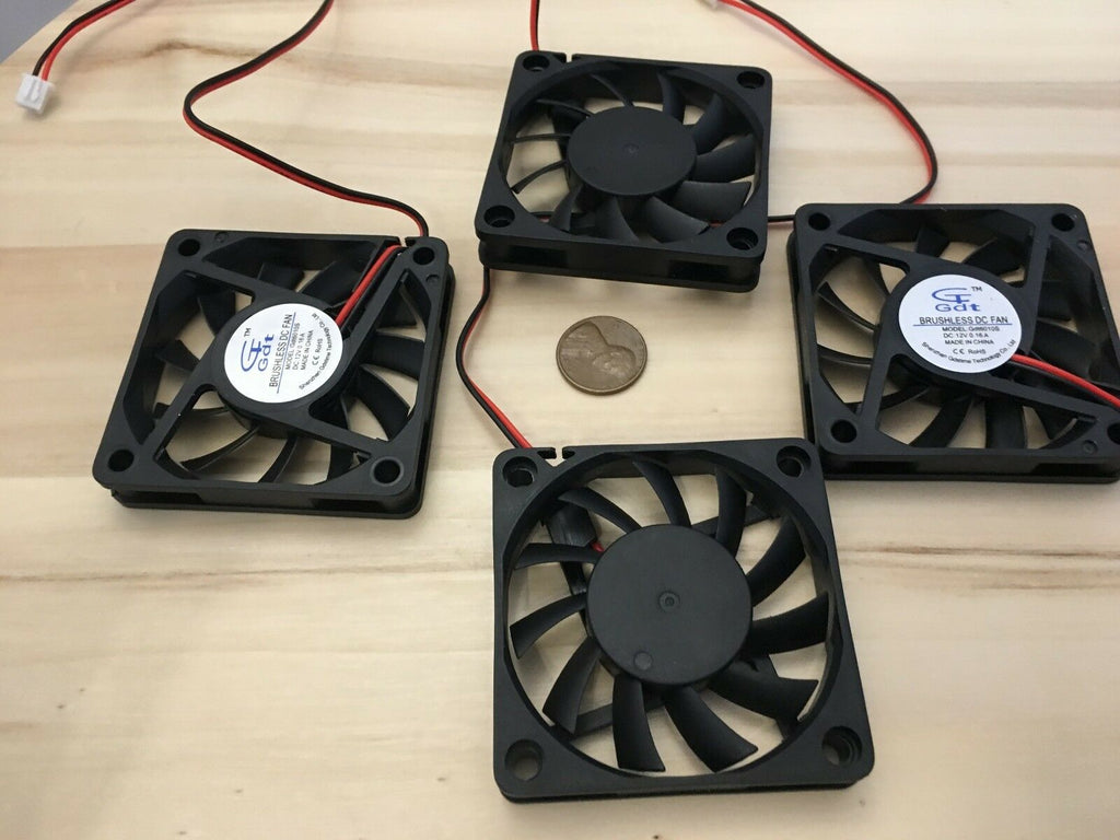 4 pieces DC 12V Brushless  Exhaust Fan 60mm 60x60x10 2pin 6010 Gdstime A11