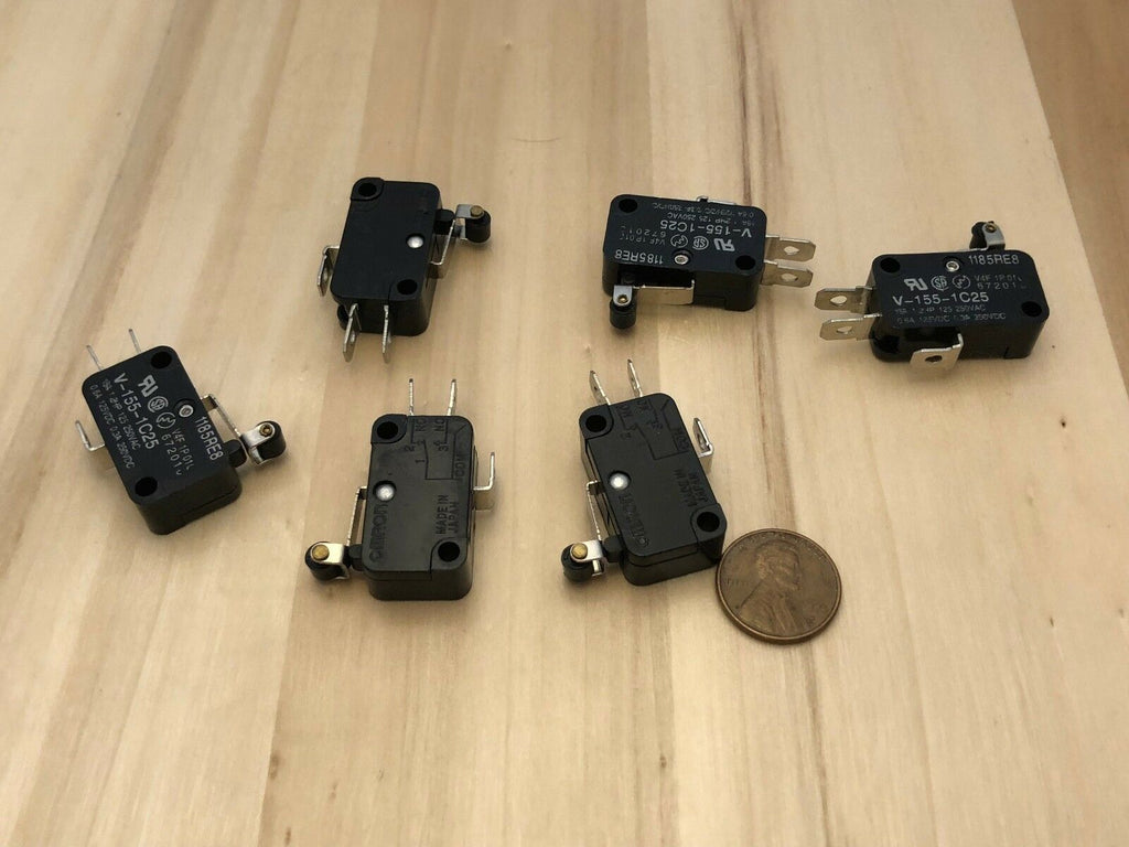 6 Pieces Black V-155-1C25 MICRO SWITCH SPDT HINGE ROLLER LEVER 15A B21 C19