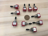 10 Sleeve Black cap Momentary Mini Toggle Switch (ON)-OFF-(ON) 6 pin 1/4 A5