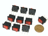 10 Pieces KCD11 Red small 14mm x 8.5mm Snapin On/Off Rocker Switch 3 Pin 12v B28
