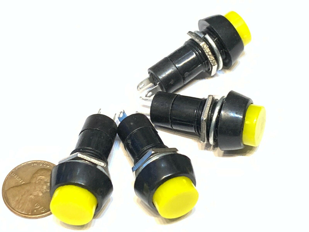 4 Pieces Yellow momentary PUSH BUTTON SWITCH DC 6A N/O normally open on/off C11