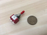 1 Sleeve RED cap Momentary Mini Toggle Switch (ON)-OFF-(ON) 6 pin 1/4 A5