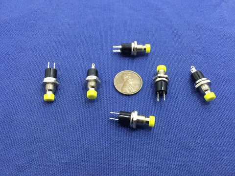 6 Pieces Mini Push Button SPST Momentary N/O OFF-ON Switch yellow 6mm FL6022 c1