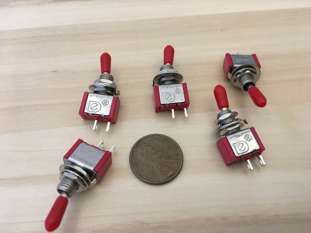 5 () Sleeve cap RED () 5A ON-OFF Toggle Switch SPST 6mm 1/4 125v 12v on off C17