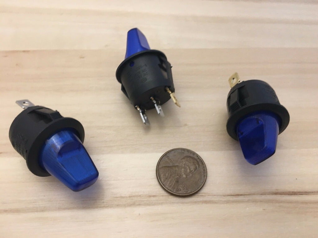 3 Pieces Blue LED 10A ON OFF Toggle Switch 12v illuminated lamp 3 pin C29