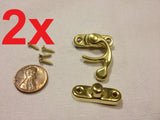 2pcs GOLD (M) Latch clasp small mini doll house Antique hook Carved box lock c16