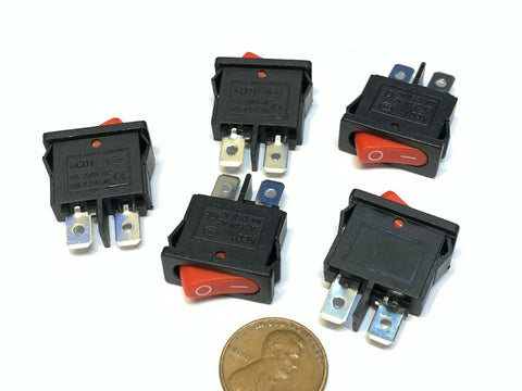 5 Pieces RED slim Rocker Switch SPST 10a 12v KCD1-110 latch On Off 2 Pin C16