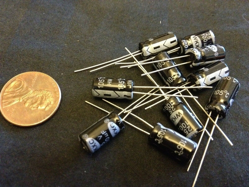 10 Pieces  25V 100UF Electrolytic Capacitor 6x12mm Radial C6