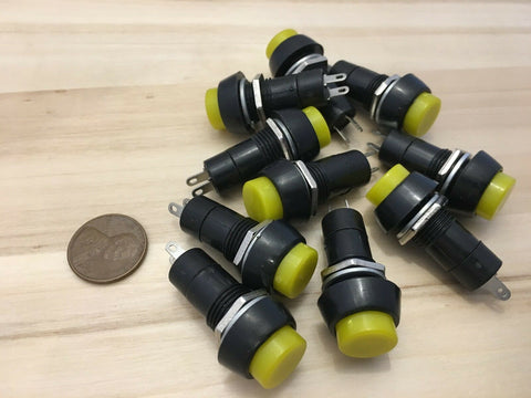 10 Pieces Yellow PUSH BUTTON SWITCH DC 6A Momentary N/O normally open on/off C19