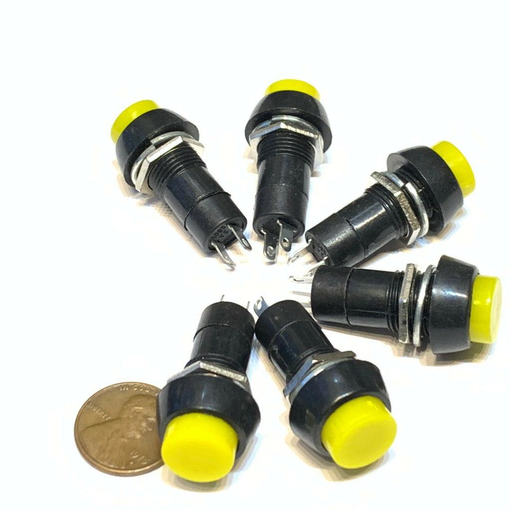 6 Pieces Yellow momentary PUSH BUTTON SWITCH DC 6A N/O normally open on/off C11