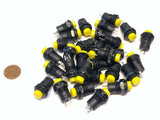 30 Pieces Yellow small N/O Momentary 12mm push button Switch round 12v on off C2