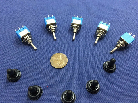 5x waterproof Blue On Off On Momentary Mini Toggle Switch 1/4 3A 250V 6A 125V C8